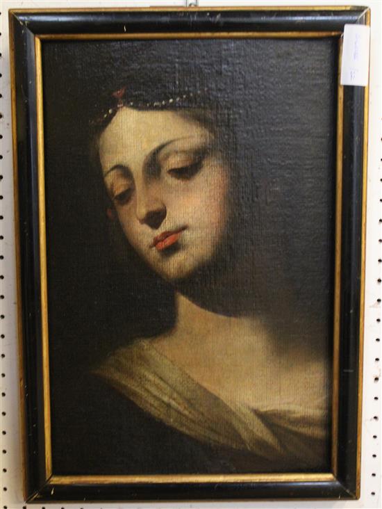 Oil portrait on board of lady